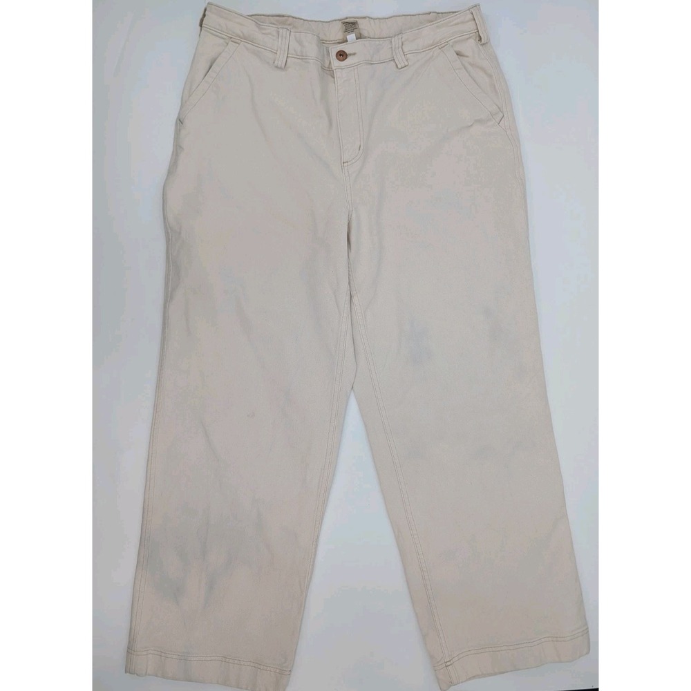 Duluth Trading Makers Studio Wide Leg Utility Pants Cream Size 16 Workwear